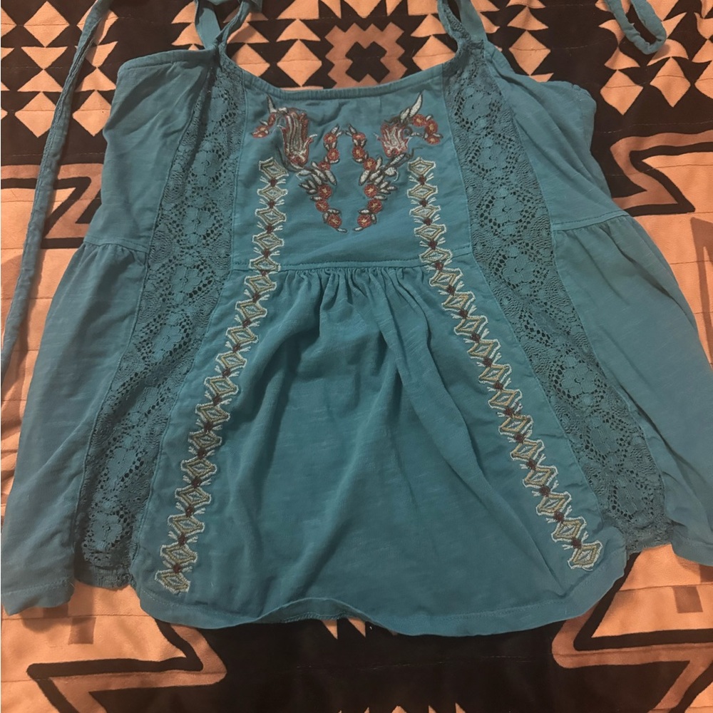 Turquoise boho top - Picture 2 of 3